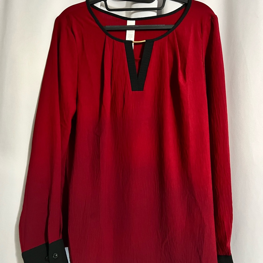 Elegant Red/Black/Gold detail Women's Top
